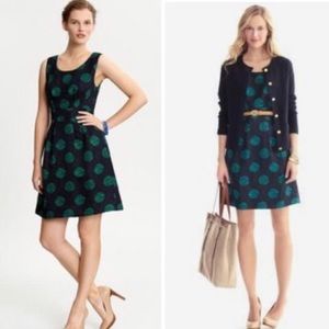 Banana republic polka dot dress 12 blue green